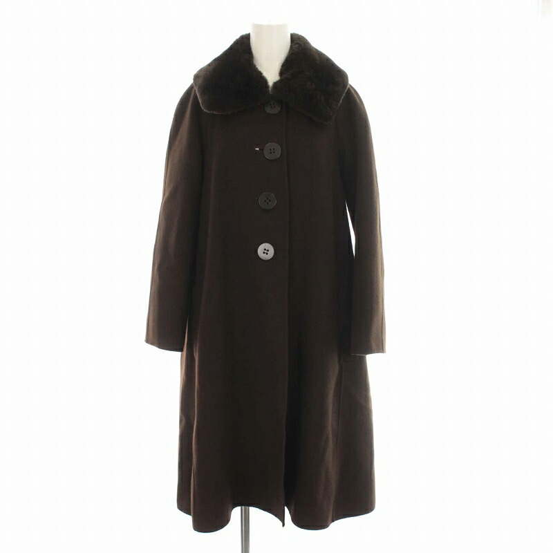 【中古】フォクシー ブティック FOXEY BOUTIQUE カシミヤ ウール ステンカラーコート リアルファー 40 M 茶 ブラウン /☆K レディース 【ベクトル 古着】 230131 13,370円