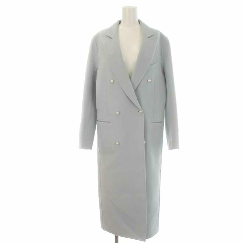 【中古】マディソンブルー MADISONBLUE PEARL CHESTER COAT チェスターコート ロング ウール パールボタン 01 S サックス MB174-2003 /YI4 レディース 【ベクトル 古着】 231207