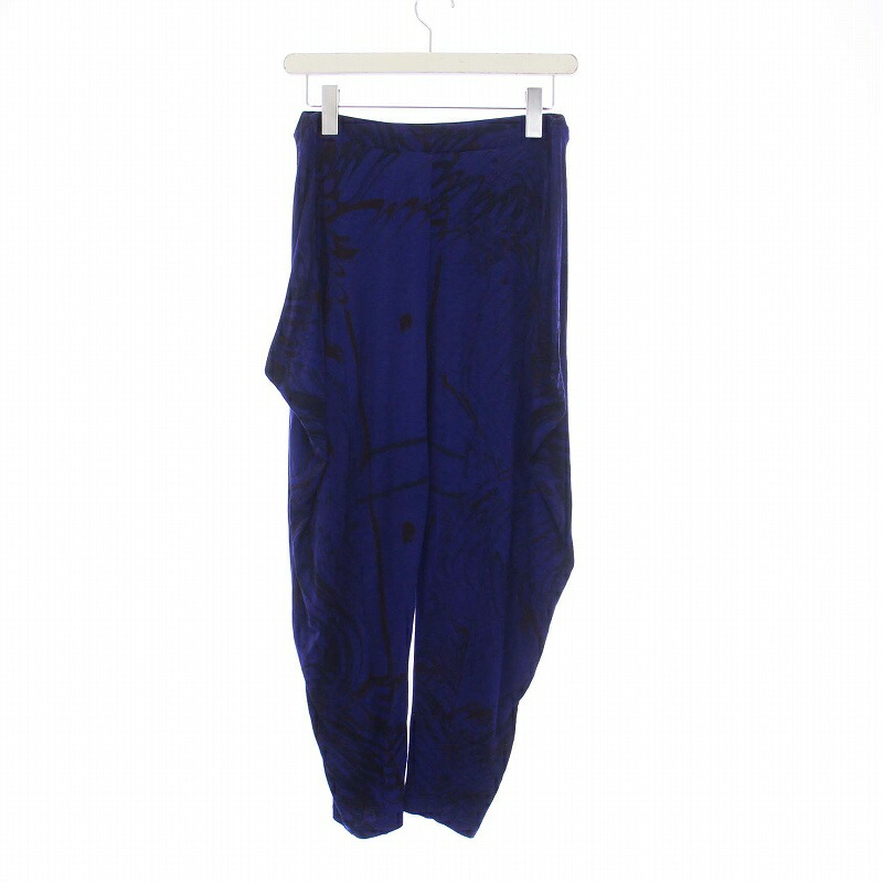 【中古】イッセイミヤケ ISSEY MIYAKE 変形 イージーテーパードパンツ 総柄 2 M 紺 ネイビー IM33JF510 /KH レディース 【ベクトル 古着】 241111