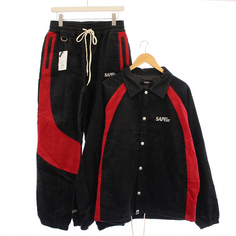【XLサイズ】 SAPEur Corduroy JACKET ブラック George Men's Full Zip Fashion Black Corduroy Work Jacket