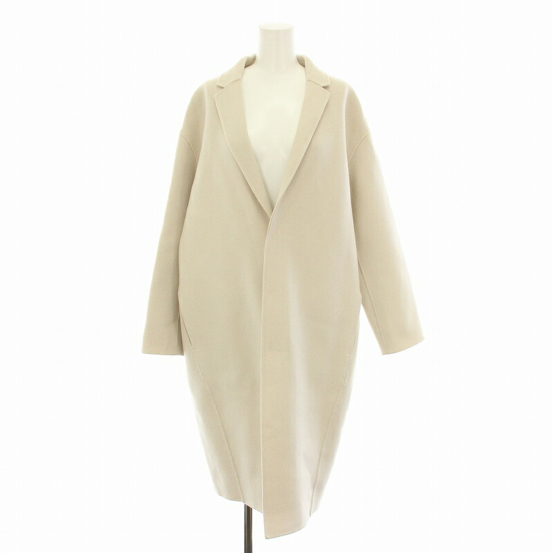 ギャルリーヴィー ロングコート カシミヤビーバー ノーカラー ベージュ36 カシミヤビーバー クルーネックロングコート | GALERIE VIE