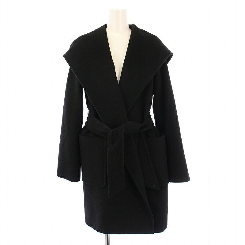 【中古】マックスマーラ MAX MARA 白タグ ピュアキャメル ガウンコート アウター ロング丈 前開きトッパー ベルト ウール 38 黒 ブラック 108607036 /BB レディース 【ベクトル 古着】 250622 52,140円