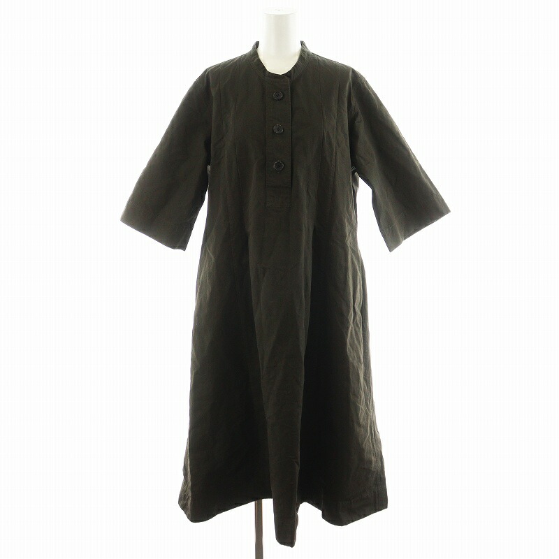 ☆MARGARET HOWELL☆コットンポプリンシャツワンピース☆5分袖 黒 2024