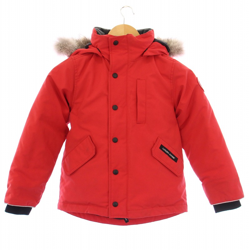 【中古】カナダグース CANADA GOOSE LOGAN PARKA ローガンパーカー 落ちこむ上衣 アウター 遊撃手丈 コヨーテファー ロゴタイプ XS 赤 赤いこと 4591Y /BB キッズ 【ベクター 古着】 250710