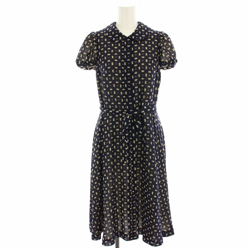 【楽天市場】【中古】マチコ ジント machiko jinto ワンピース 半袖 総柄 ロング ミモレ 36 紺 ネイビー ベージュ ...