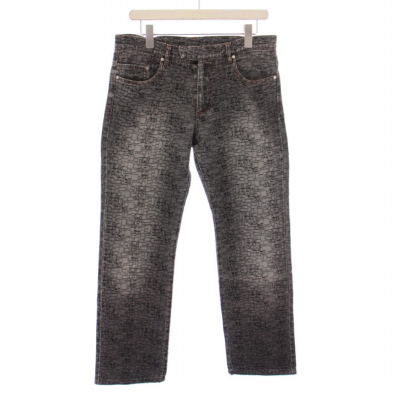 【中古】ジャンポールゴルチエ Jean Paul GAULTIER 90’s デニムパンツ ジーンズ ジップフライ ロゴ 刺繍 総柄 48 グレー /BB メンズ 【ベクトル 古着】 250804