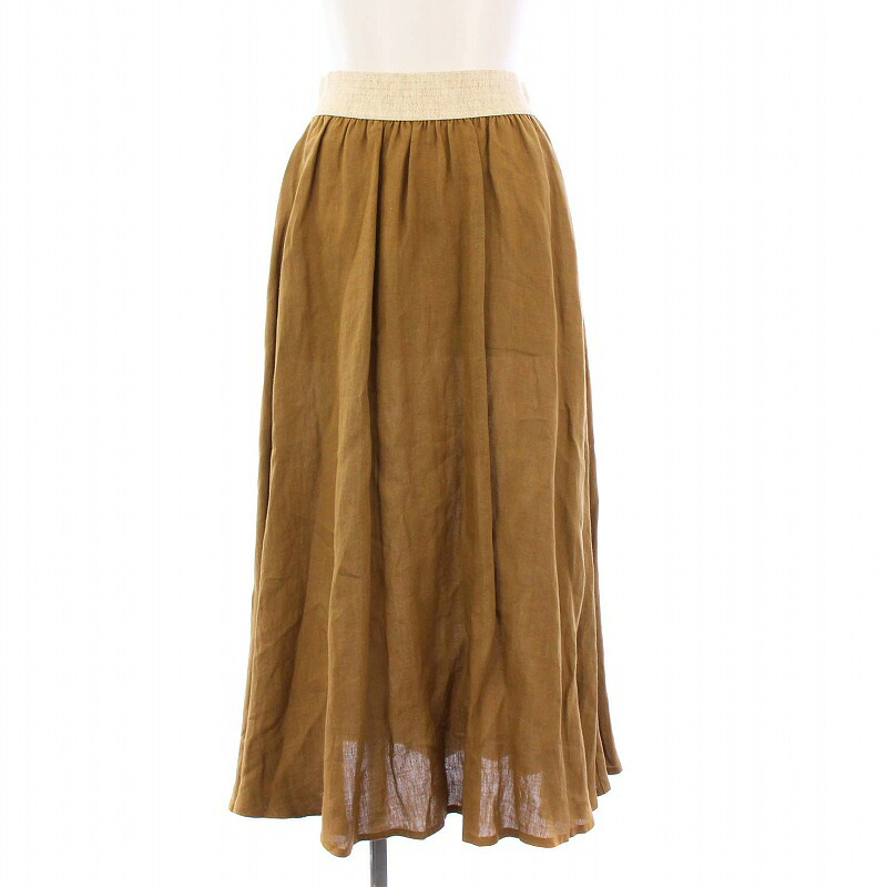 【中古】未使用品 オニール オブ ダブリン O'NEIL OF DUBLIN タグ付き SWING SKIRT スウィングスカート フレア ロング リネン I40 ブラウン /KH レディース 【ベクトル 古着】 250731
