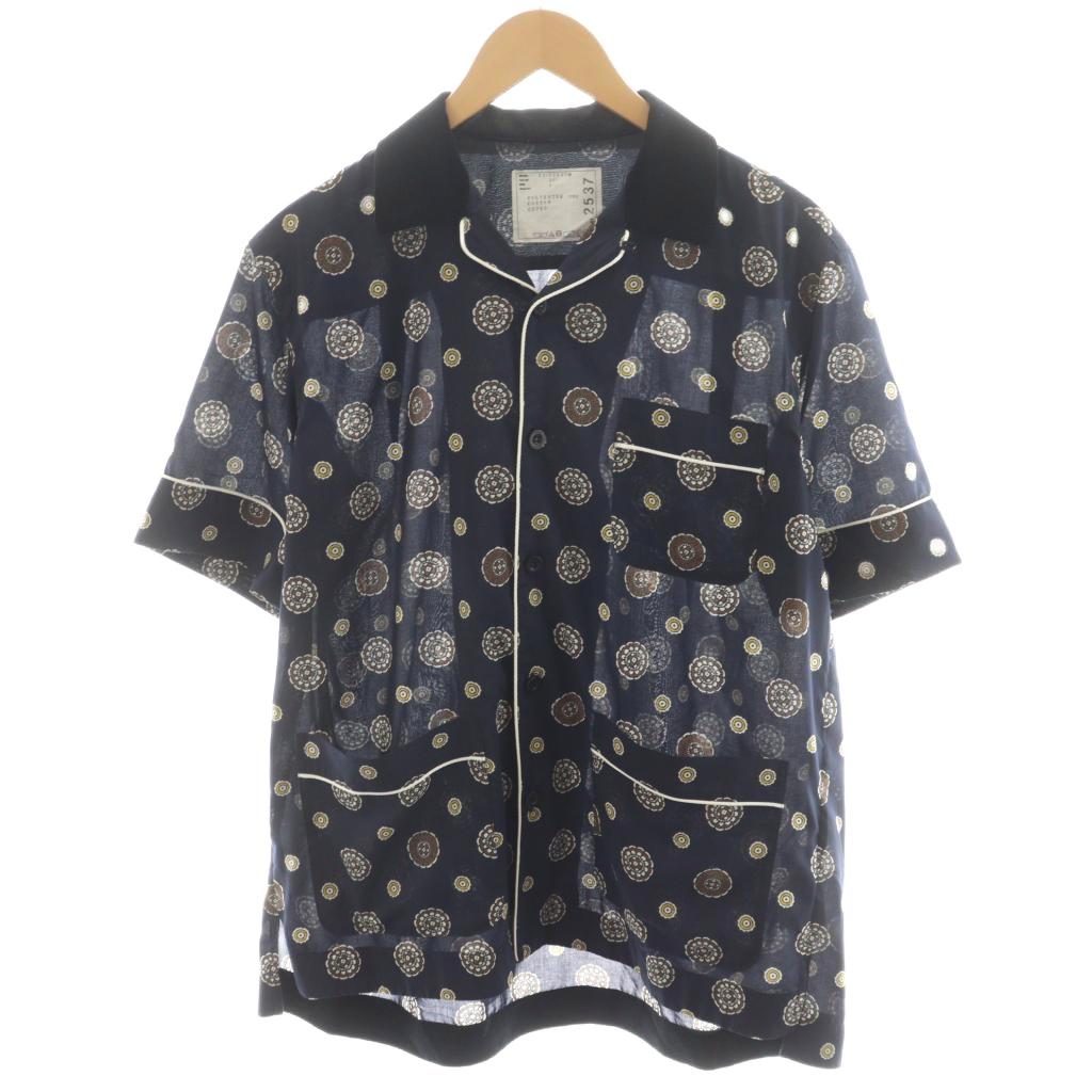 【中古】sacai 中綿キルティングシャツ ネイビー メンズS 中古】sacai 中綿キルティングシャツ ネイビー メンズS