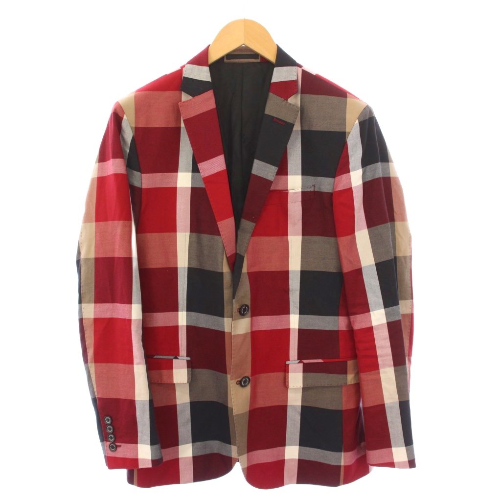 美品！ブラックレーベルクレストブリッジ　アンコンジャケット　M　黒　裏地チェック 美品！ブラックレーベルクレストブリッジ アンコンジャケット M