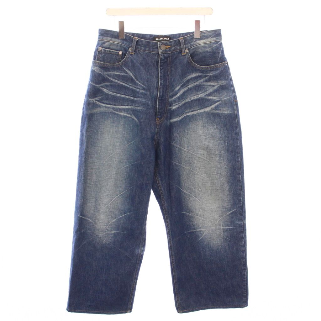 【美品】バレンシアガ ワイドデニム ミドル丈 極美品 BALENCIAGA バレンシアガ レイヤード ワイドジーンズ デニム