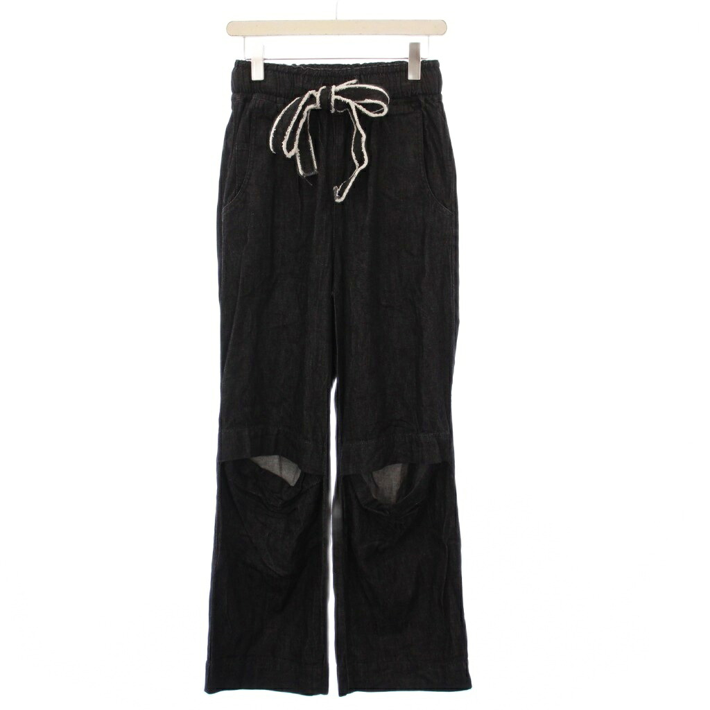 【中古】リヴィントーン LIVINGTONE RELAXED OPEN KNEE デニムパンツ ジーンズ ワイド イージー 36 ブラック LT-BLU-01-CS /KH レディース 【ベクトル 古着】 250904