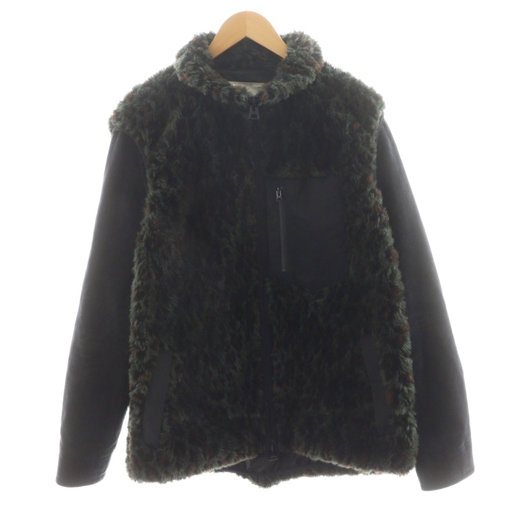 【中古】サカイ sacai 19AW レオパードプリントエコファーブルゾン 上衣 うつり変わり コール天 2 カーキ 黒 黒いこと 19-02051M /AN37 メンズ 【ベクター 古着】 250902