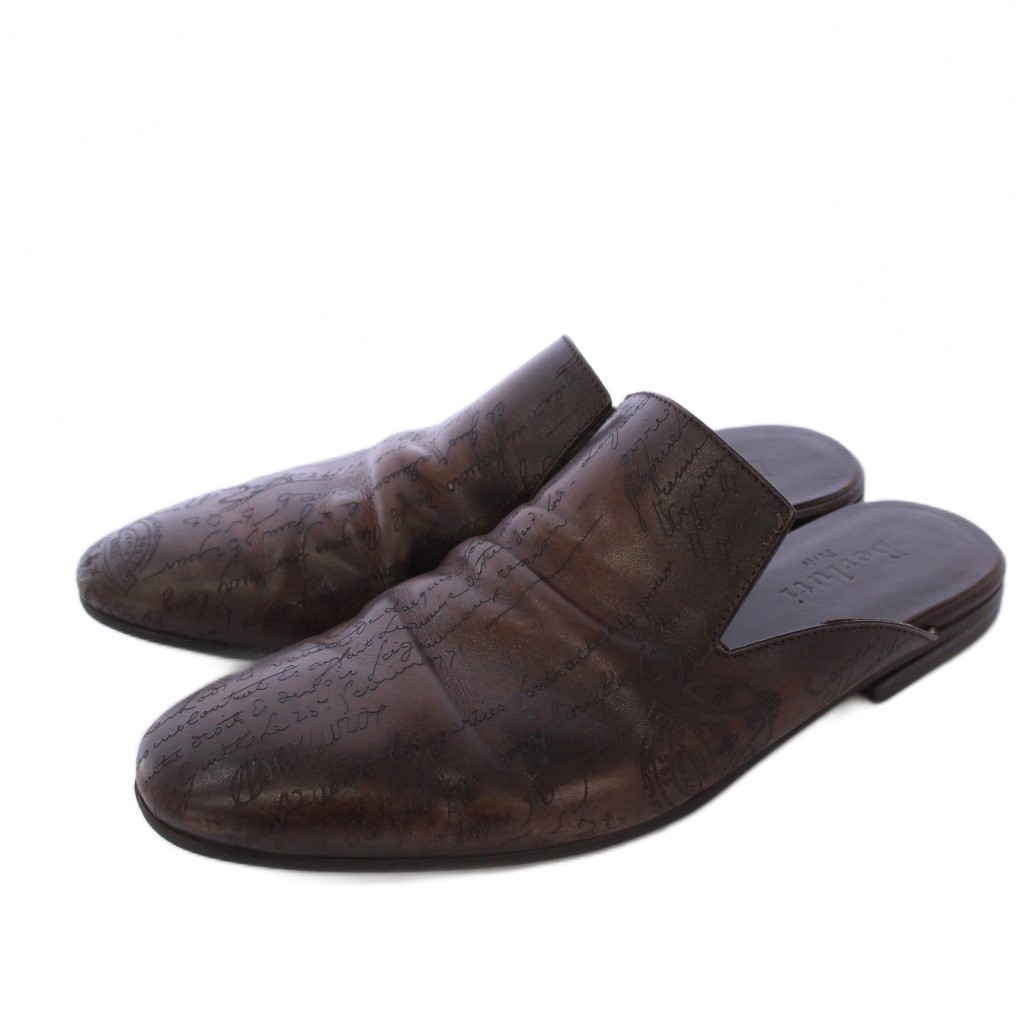 【中古】ベルルッティ Berluti サイラス オマーン レザー カリグラフィ スクリット サマーシューズ サンダル スリッパ 7.5 ブラウン /KH メンズ 【ベクトル 古着】 250909