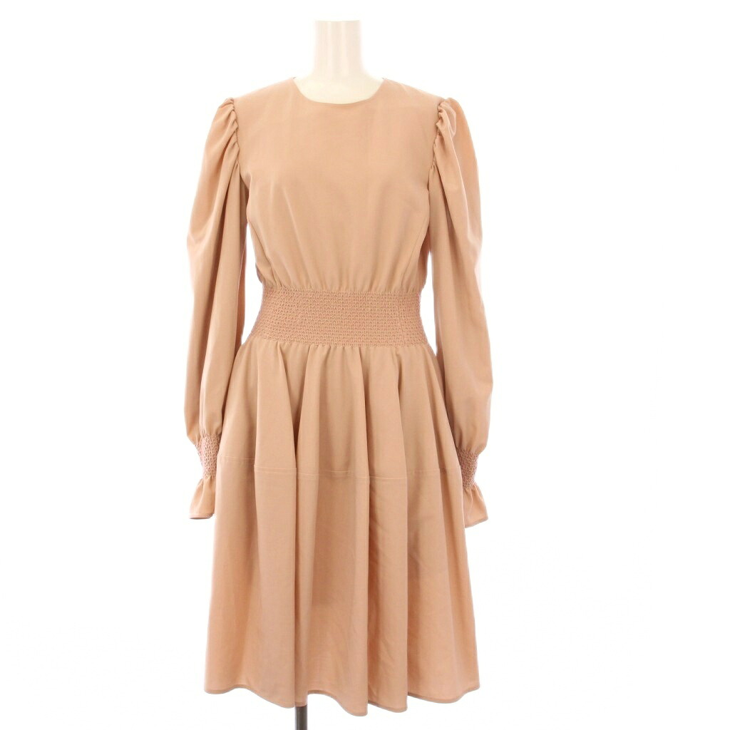 【中古】アディアム ADEAM Camellia Dress カメリア衣装 長袖 ロング ギャザー 2 サクラ色ベージュ 42482 /KH レディース 【ベクター 古着】 250909