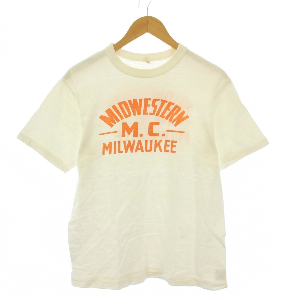 【中古】ウエアハウス WAREHOUSE Tシャツ 半袖 クルーネック ロゴ プリント M 白 ホワイト /BB メンズ 【ベクトル 古着】 250920