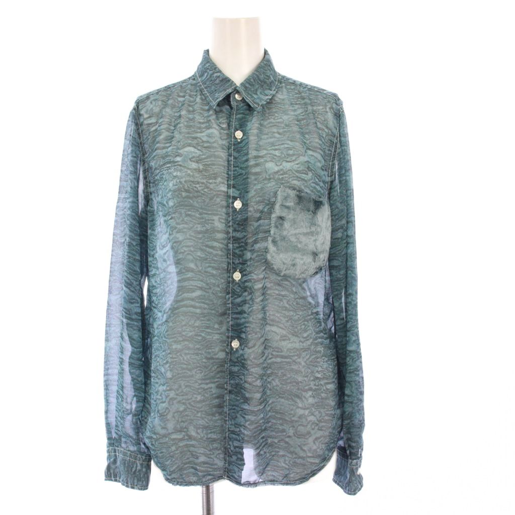 【中古】コムデギャルソン COMME des GARCONS シアーシャツ ブラウス 長袖 総柄 S 青 GQ-B003 /KH レディース 【ベクトル 古着】 250929|ブランド古着の買取販売ベクトル
