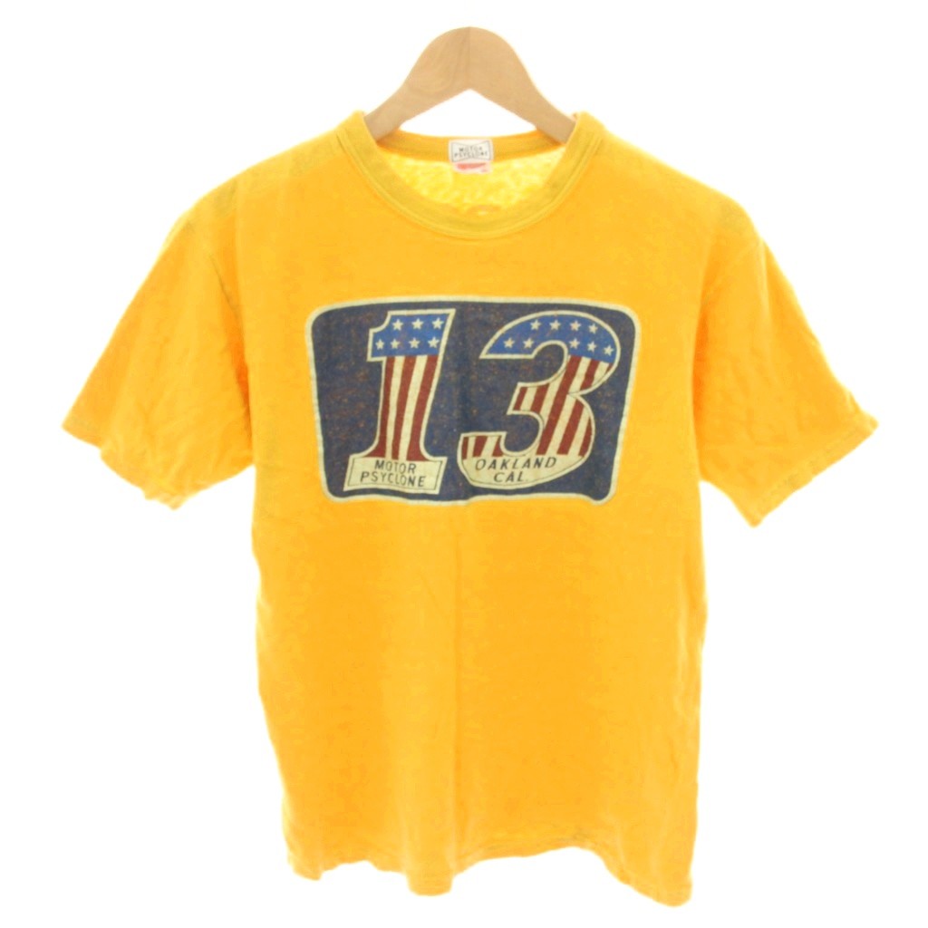 【中古】パワーウェア POWER WEAR モーターサイクロン MOTOR PSYCLONE Tシャツ カットソー クルーネック 半袖 プリント 38-40 M 黄 イエロー /YT メンズ 【ベクトル 古着】 251017