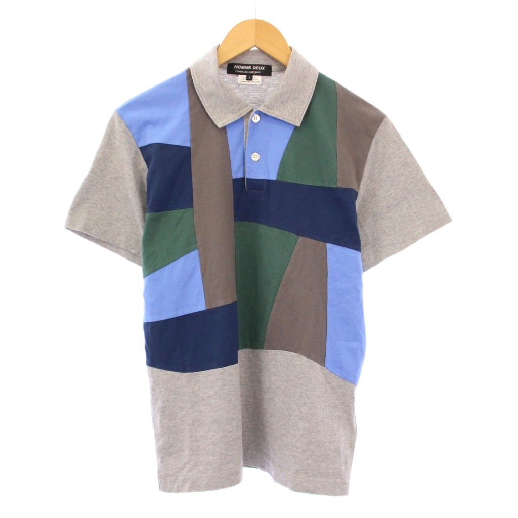 【中古】コムデギャルソンオムドゥ COMME des GARCONS HOMME DEUX AD2020 ポロシャツ 半袖 レギュラーカラー ハーフボタン スウェット ストレッチ S グレー /BB メンズ 【ベクトル 古着】 251012