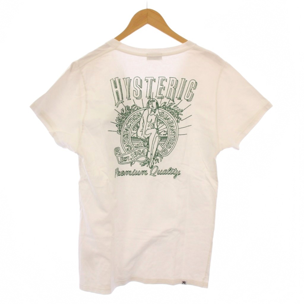 【中古】ヒステリックグラマー HYSTERIC GLAMOUR GUARANTEED刺繍 ビッグTシャツ カットソー 半袖 Uネック ロゴ F 白 ホワイト 01172CT17 /BB レディース 【ベクトル 古着】 251015