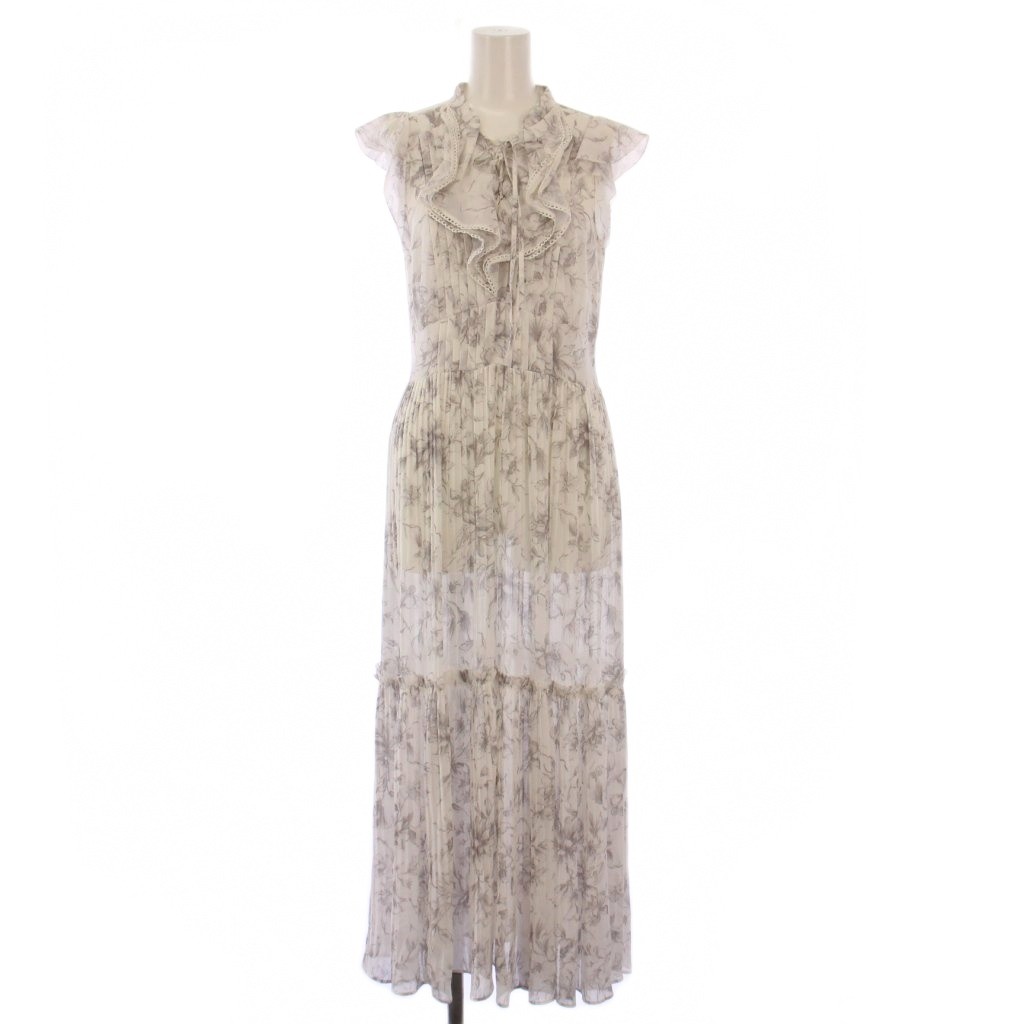 【中古】スナイデル SNIDEL 25SS プリーツプリントワンピース マキシ ロング ノースリーブ シアー シースルー 花柄 2 グレー 白 ホワイト SWFO252055 /BB レディース 【ベクトル 古着】 251019