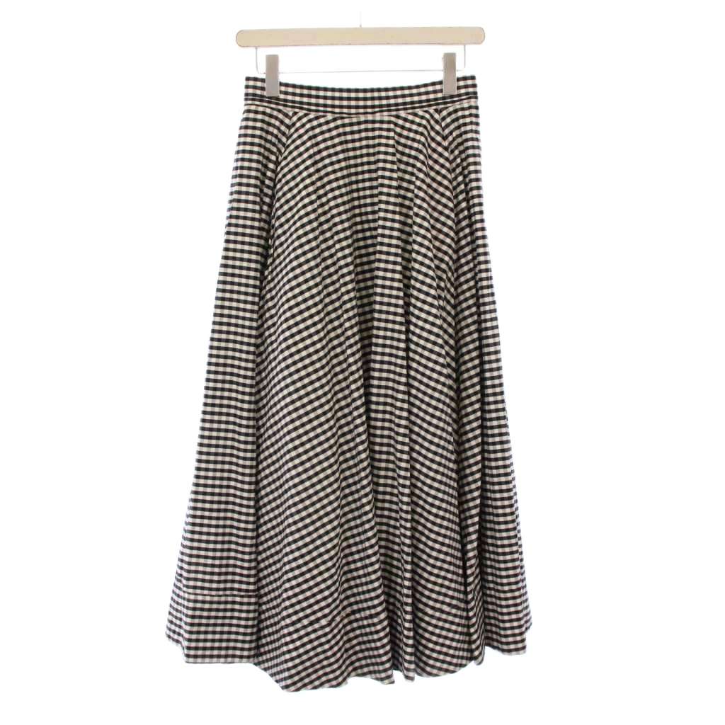 【中古】マディソンブルー MADISONBLUE TUCK CIRCULAR SK GINGHAM タックサーキュラーギンガムスカート フレア ミモレ ロング チェック柄 1 黒 ブラック 白 ホワイト MB211-6011 /BB レディース 【ベクトル 古着】 251024|ブランド古着の買取販売ベクトル