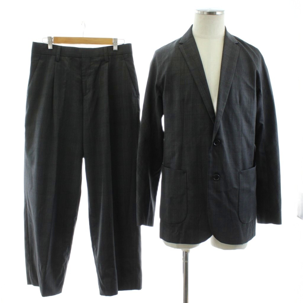 【中古】カラー kolor T/W ライトクロス グレンチェックパンツ シングルスーツ セットアップ テーラードジャケット ジップフライ ウール 1 グレー 20SCM-J08113 20SCM-P26113 /KU メンズ 【ベクトル 古着】 251121