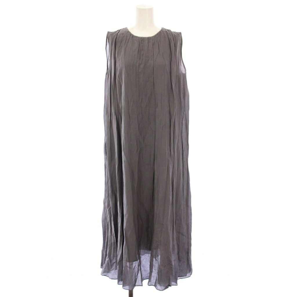 【中古】アナイ ANAYI 24SS シルクコットンローンプリーツワンピース フレア マキシ ロング ノースリーブ クルーネック ワンカラー 36 グレー 10241714430 /BB レディース 【ベクトル 古着】 251117|ブランド古着の買取販売ベクトル