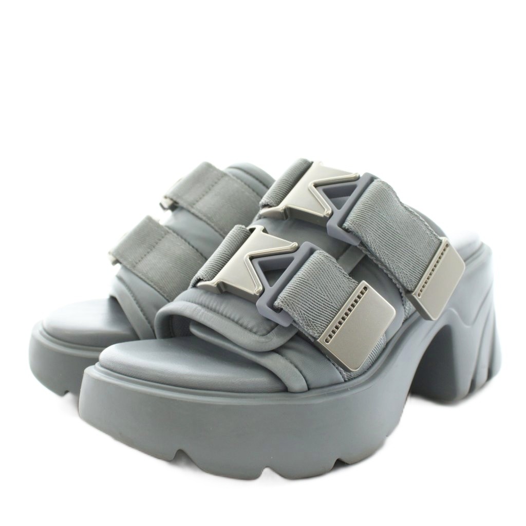 【中古】ボッテガヴェネタ BOTTEGA VENETA FLASH サンダル 踵 ナイロン なめし革 36 水色 点火装置青碧 /AN16 レディース 【ベクター 古着】 251209