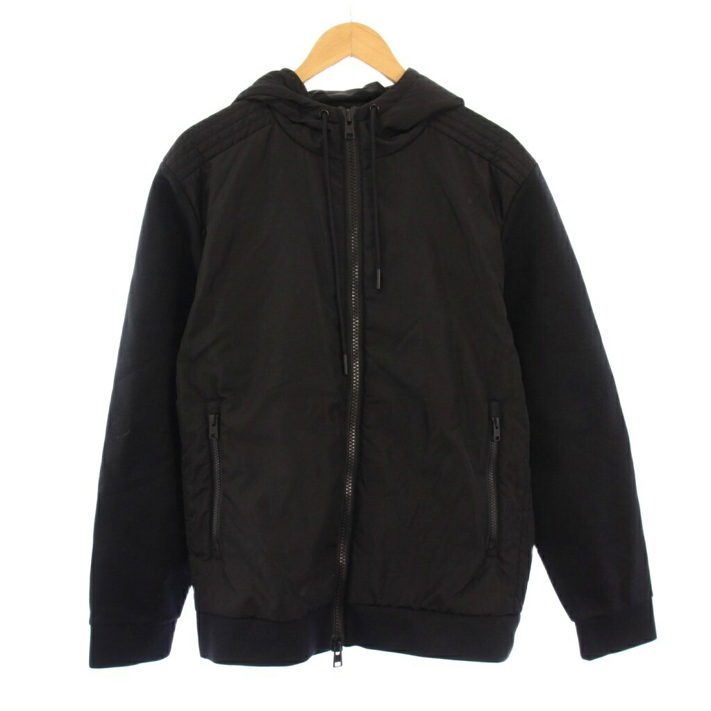 【中古】ウールリッチ WOOLRICH 異素材ドッキング中綿ジップパーカー ジャケット アウター ショート丈 切替 ワンカラー L 黒 ブラック WOSW0197 /BB メンズ 【ベクトル 古着】 251123