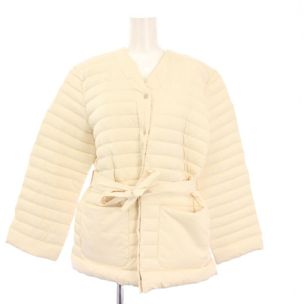 【中古】ピレネックス Pyrenex KYOTO PARKA ダウンジャケット ノーカラー アウター 38 アイボリー /KH レディース 【ベクトル 古着】 251207