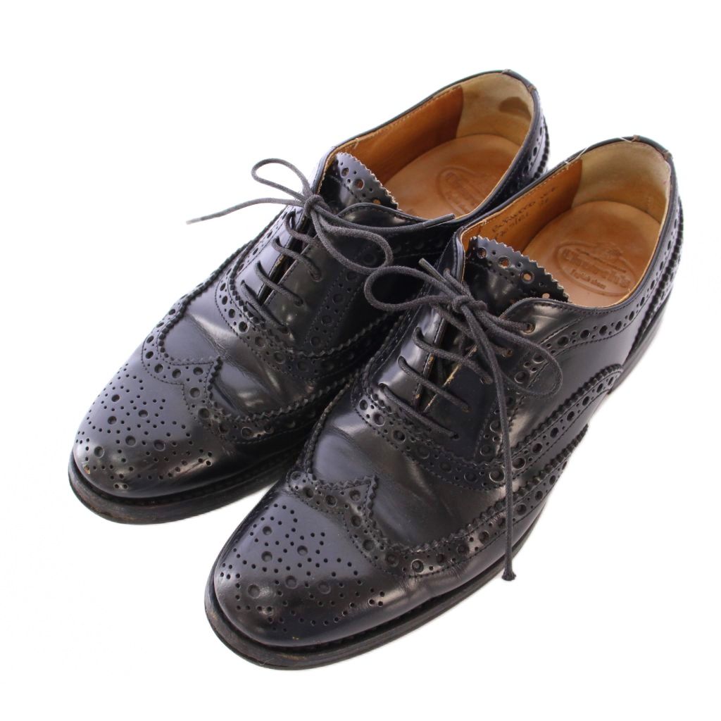【中古】チャーチ church's BURWOOD ドレスシューズ レースアップ ローカット ウィングチップ ローヒール レザー ワンカラー 36 黒 ブラック /BB レディース 【ベクトル 古着】 251204