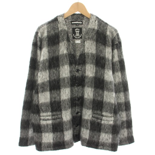 【中古】モニタリー monitaly シャギーニットカーディガン V素っ首 長袖 照合のしるし柄 M 薄墨色 黒 黒いこと 112846 /YT メンズ 【ベクター 古着】 251205