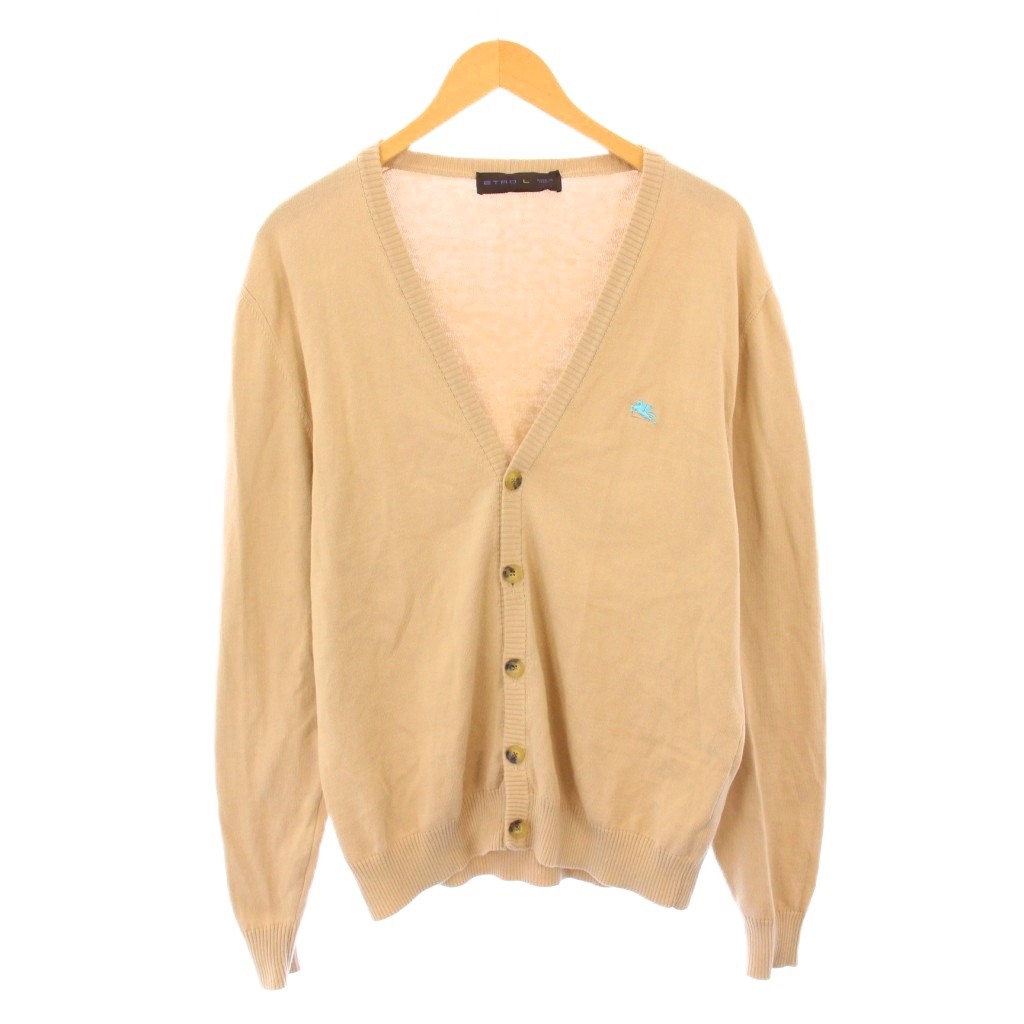 【中古】エトロ ETRO ニットカーディガン 長袖 Vネック 薄手 ワンカラー 無地 L ベージュ /BB メンズ 【ベクトル 古着】 251212 6,660円