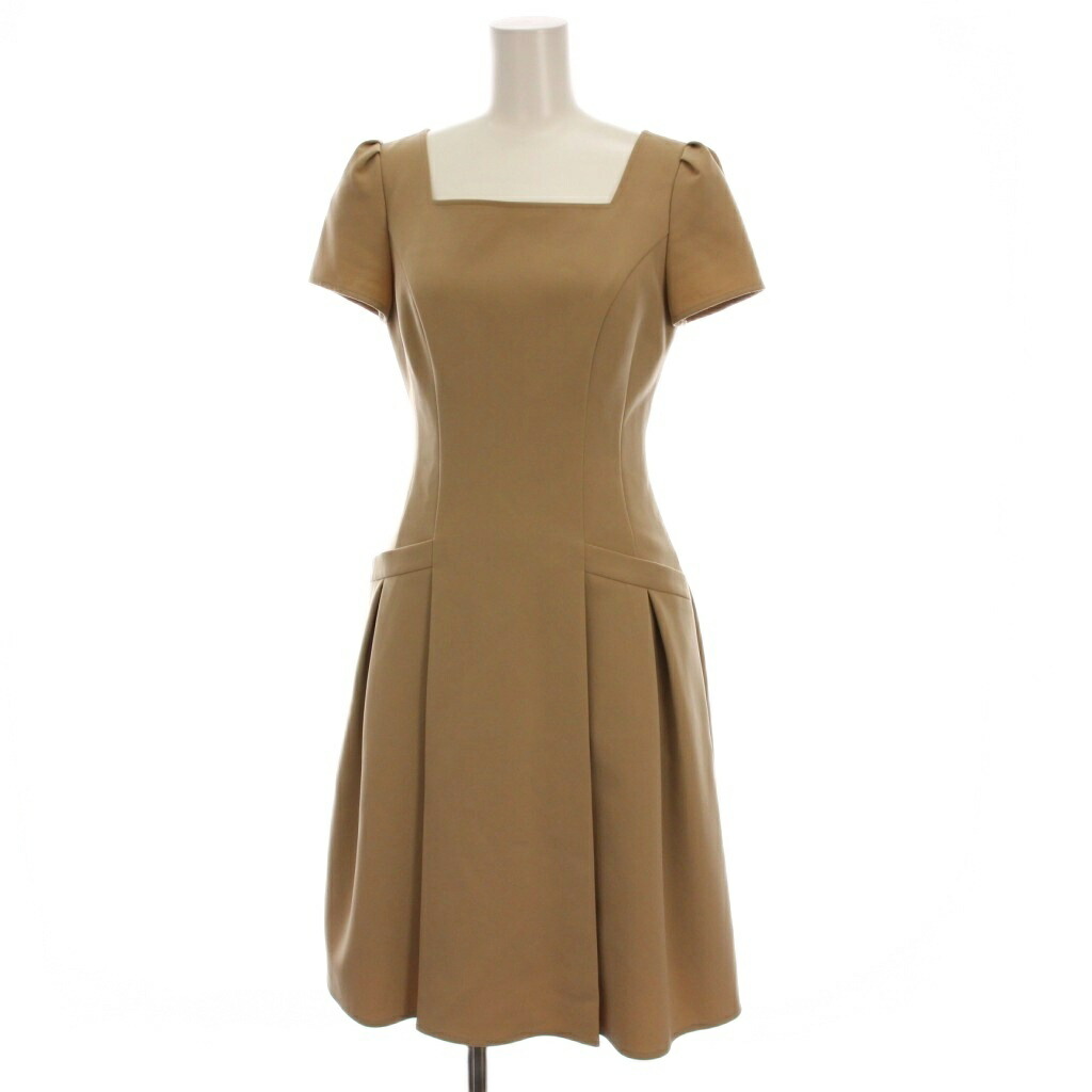 【中古】ルネ Rene basic ワンピース ひざ丈 スクエアネック 半袖 32 ベージュ 5416260B /YM レディース 【ベクトル 古着】 251208