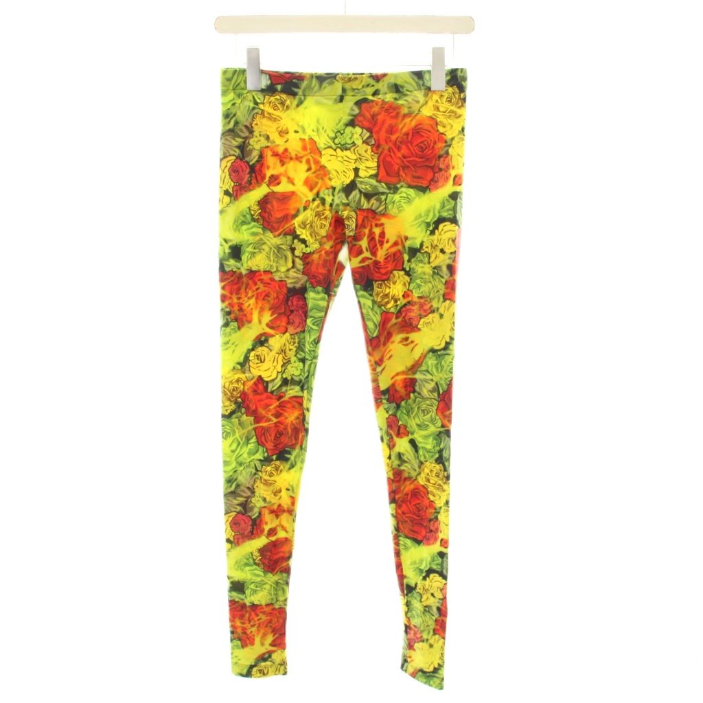 【中古】ヴェルサーチ ヴェルサーチェ VERSACE レギンス イージーパンツ 花柄 総柄 38 黄 イエロー 赤 レッド A83807 /YT レディース 【ベクトル 古着】 251212