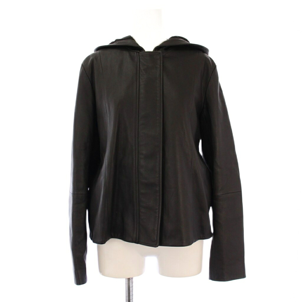 【中古】セオリー Theory 21AW SOFT LEATHER ZIP UP JKT ソフトレザージップアップジャケット フーディ 革ジャン S 黒 1360801 /KH レディース 【ベクトル 古着】 251207