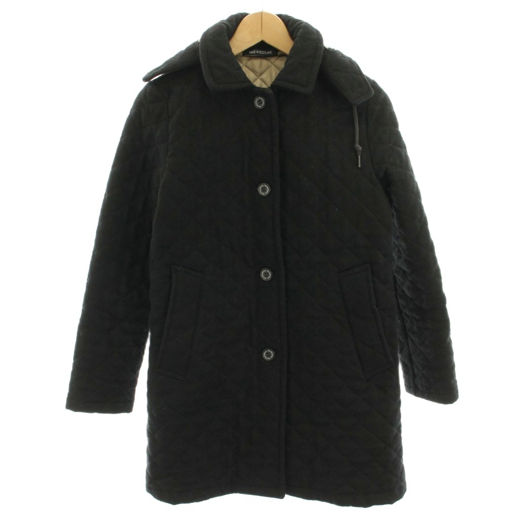 【中古】トラディショナルウェザーウェア Traditional Weatherwear キルティングコート ウール ロング フード 36 黒 ブラック MQ/TQ /HN レディース 【ベクトル 古着】 251212