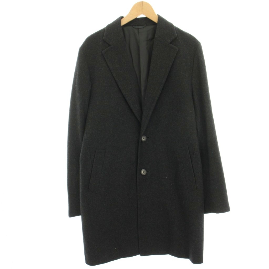 【中古】麻布テーラー azabu tailor JET CRUISE WORLD TRAVELER チェスターコート ウール アンゴラ混 カシミヤ混 ロング 50 黒 ブラック R00255 /HN メンズ 【ベクトル 古着】 251217