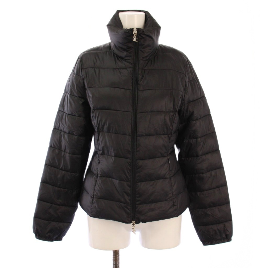 【中古】エリザベッタフランキ ELISABETTA FRANCHI 中綿ジャケット ナイロン スタンドカラー アウター ショート丈 ジップアップ ワンカラー 40 黒 ブラック /BB レディース 【ベクトル 古着】 251221