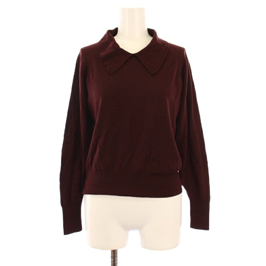 【中古】マーガレットハウエル MARGARET HOWELL 25AW WASHABLE WOOL KNITWEAR ウォッシャブルウールニット 長袖 レギュラーカラー ワンカラー 薄手 2 茶 ブラウン 578-5263204 /BB レディース 【ベクトル 古着】 251220