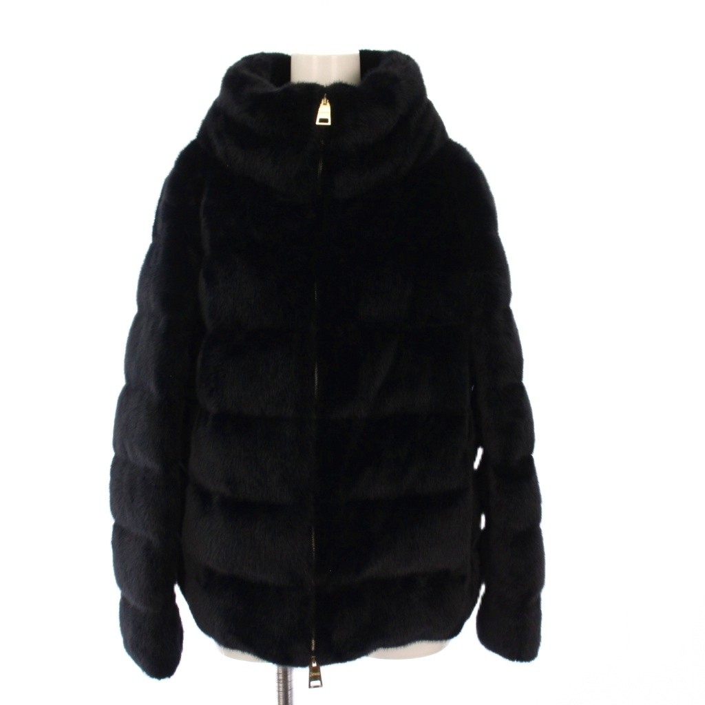 【中古】地獄ノ HERNO フェイクファー 落ち込む上衣 アウター ハイネック 42 黒 PI001935D /KH レディース 【ベクター 古着】 251219