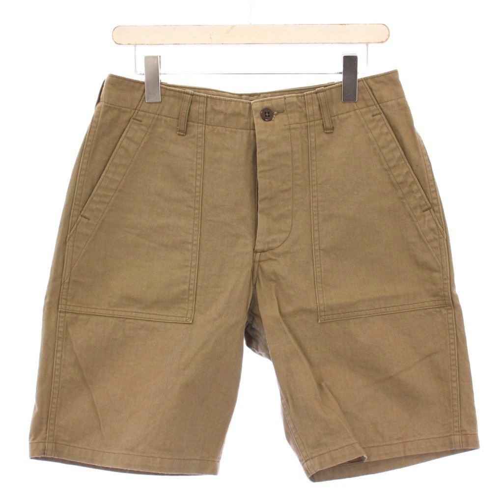 【中古】ウエアハウス WAREHOUSE ショートパンツ ボタンフライ ワンカラー ヘリンボーン W32 ベージュ /BB メンズ 【ベクトル 古着】 260105