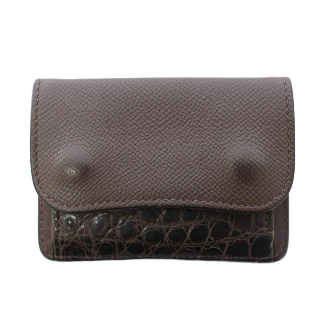 【中古】ワイルドスワンズ WILDSWANS TONGUE タング クロコダイル 小銭入れ コインケース コンパクト スクエア レザー 茶 ブラウン /BB メンズ 【ベクトル 古着】 260109