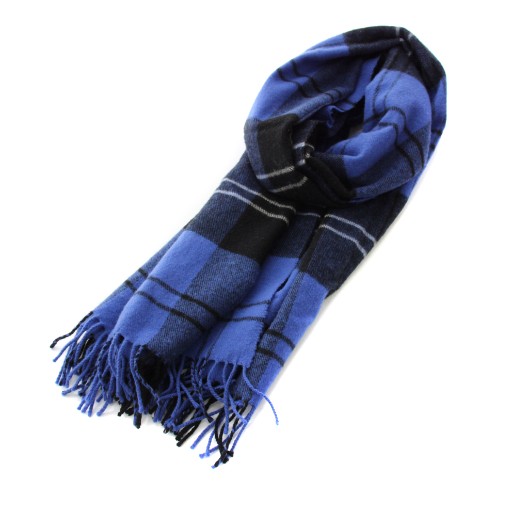 【中古】トラディショナルウェザーウェア Traditional Weatherwear マフラー ストール チェック柄 フリンジ ウール 青 ブルー 黒 ブラック /YT レディース 【ベクトル 古着】 260113