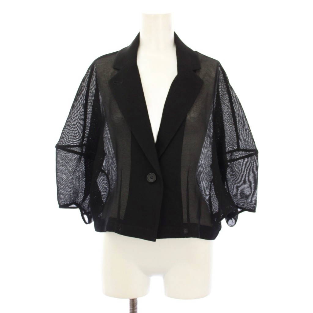 【中古】クラネ CLANE MESH LANTERN JACKET メッシュランタンジャケット アウター ショート丈 半袖 シングル ワンカラー 2 黒 ブラック 16122-4272 /BB レディース 【ベクトル 古着】 260109