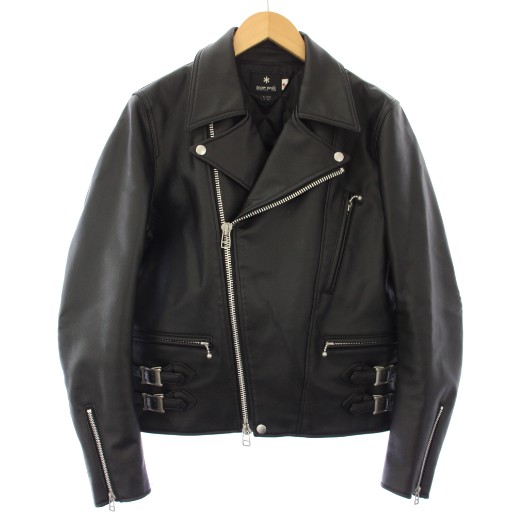【中古】スノーピーク snow peak ライダースジャケット フェイクレザー ダブル ジップアップ 中綿 アウター M 黒 JK-18金017 /TK メンズ 【ベクター 古着】 260112