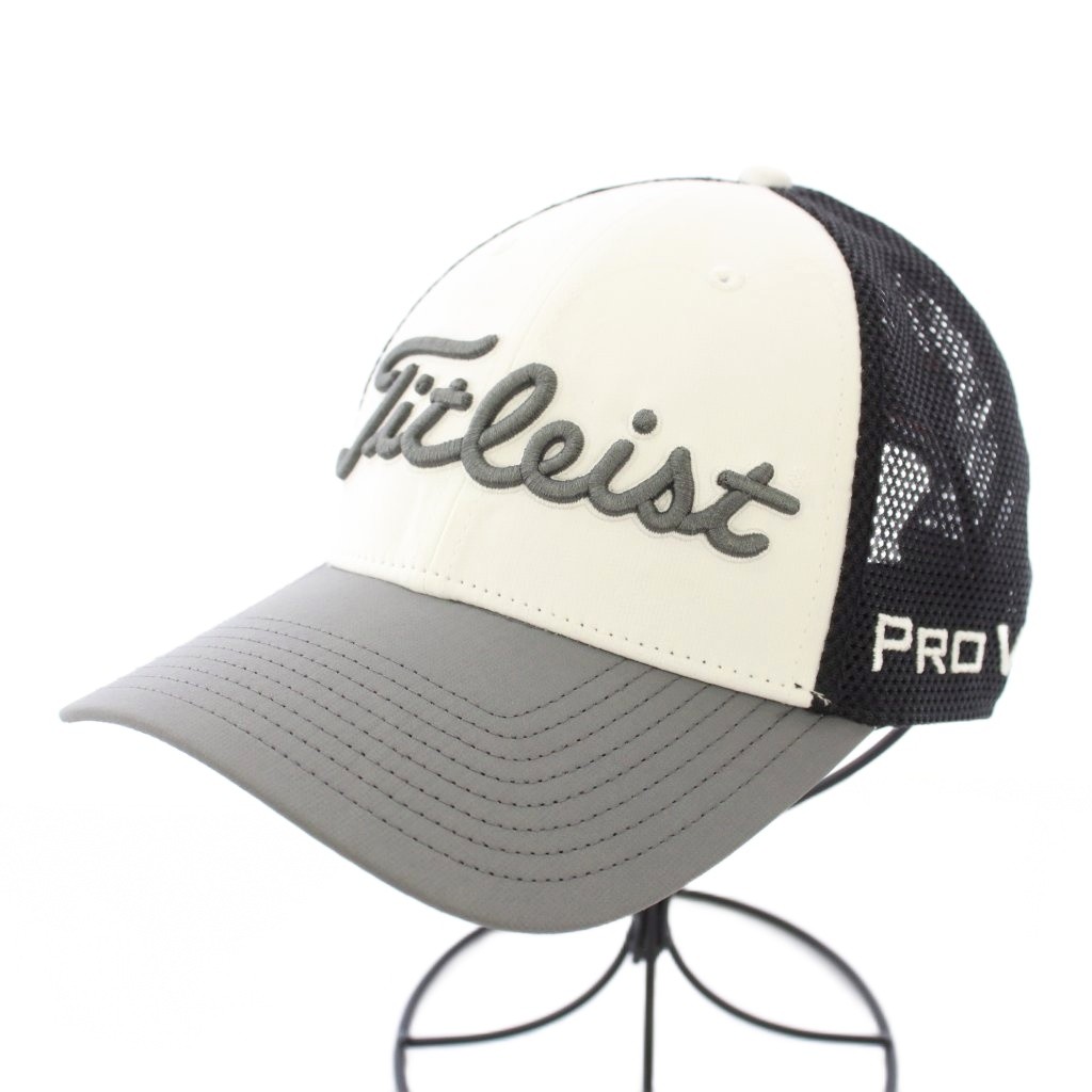 【中古】タイトリスト TITLEIST ツアーパフォーマンスメッシュキャップ 帽子 ロゴ 刺繍 57-59cm 黒 ブラック 白 ホワイト グレー /BB メンズ 【ベクトル 古着】 260115