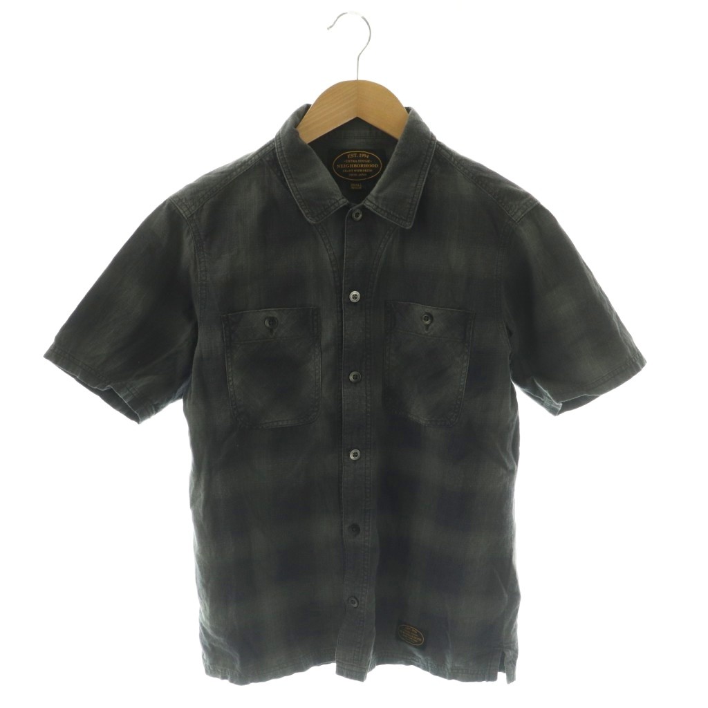 【中古】ネイバーフッド NEIGHBORHOOD 161ARNH-SHM05 B＆C C-SHIRT S/S シャツ 半袖 チェック柄 S チャコールグレー ブラック /ES メンズ 【ベクトル 古着】 260126