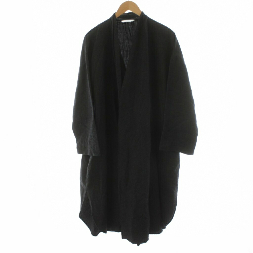 【中古】マノン MANON ノーカラーコート ロング丈 ウール 0 チャコールグレー MNN-CT-029 /AN6 レディース 【ベクトル 古着】 260119