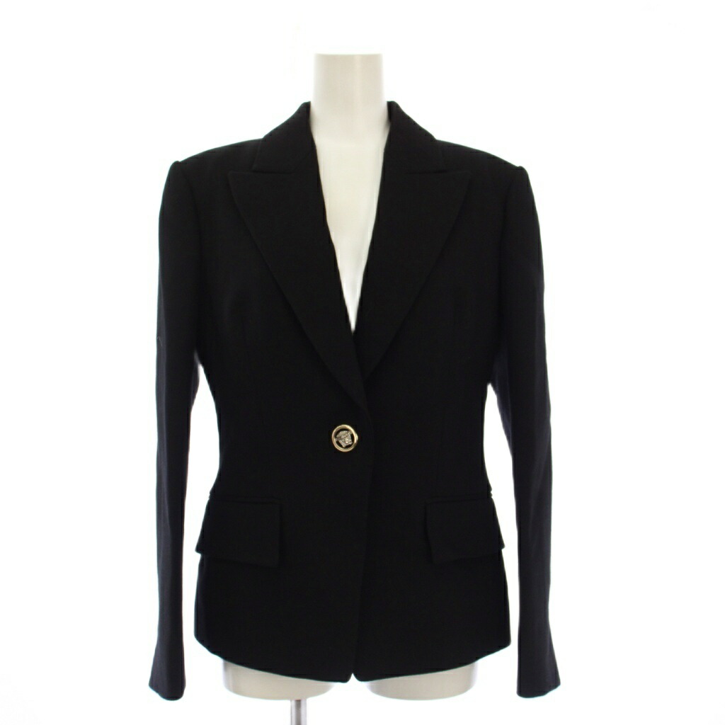 【中古】ヴェルサーチ ヴェルサーチェ VERSACE テーラードジャケット シングル メデューサボタン 42 黒 /KH レディース 【ベクトル 古着】 260120
